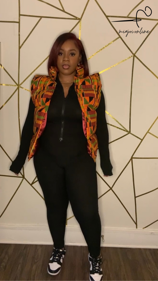 Kente Cloth Puffer Vest - Unisex